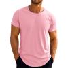 Runcati Mens Short Sleeve T-Shirts Crew Neck Casual Shirt Summer Classic Basic Lightweight Fashion Tees(Pink)