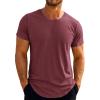Runcati Mens Short Sleeve T-Shirts Crew Neck Casual Shirt Summer Classic Basic Lightweight Fashion Tees(Wine Red)
