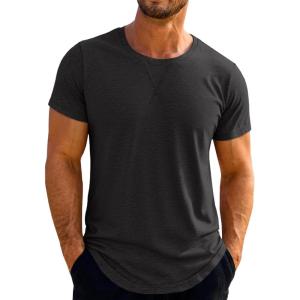 Runcati Mens Short Sleeve T-Shirts Crew Neck Casual Shirt Summer Classic Basic Lightweight Fashion Tees(Black)