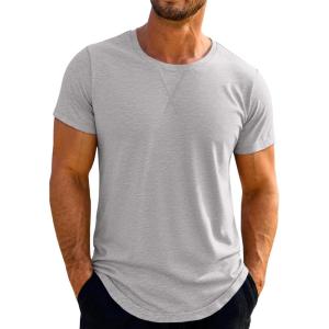 Runcati Mens Short Sleeve T-Shirts Crew Neck Casual Shirt Summer Classic Basic Lightweight Fashion Tees(Gray)
