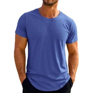 Runcati Mens Short Sleeve T-Shirts Crew Neck Casual Shirt Summer Classic Basic Lightweight Fashion Tees(Navy)