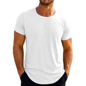 Runcati Mens Short Sleeve T-Shirts Crew Neck Casual Shirt Summer Classic Basic Lightweight Fashion Tees(White)