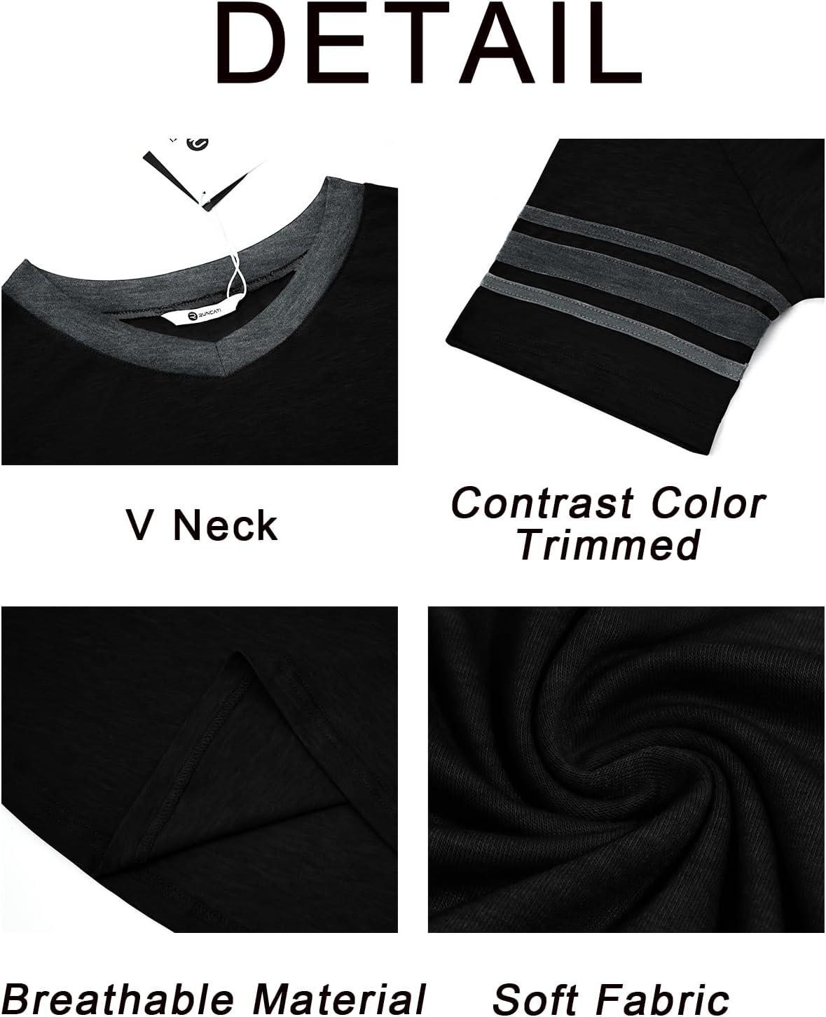 imageRuncati Mens Nightshirt Short Sleeve V Neck Sleep Shirt Soft Loose Fit Lounge Nightwear Sleepwear PajamaBlack