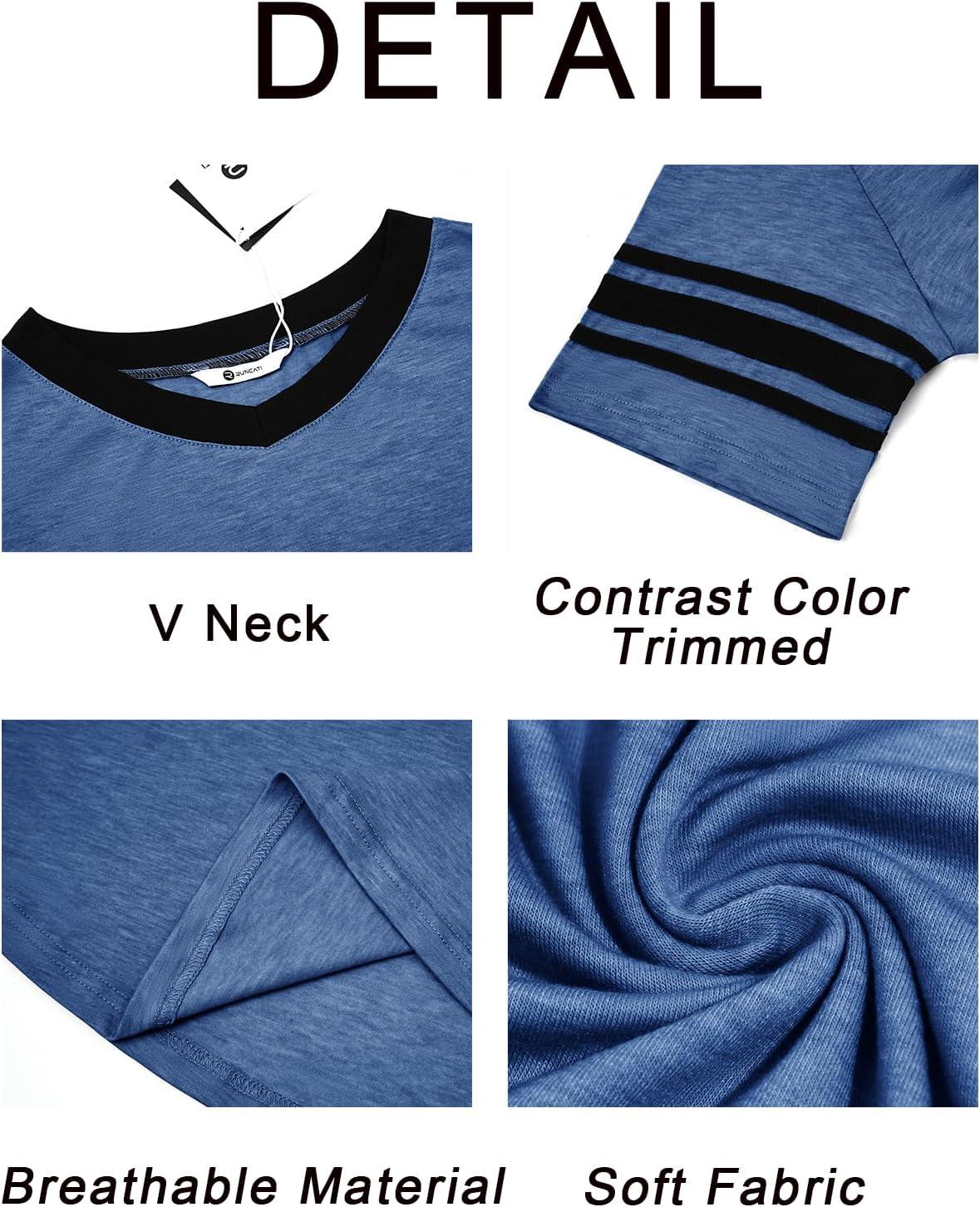 imageRuncati Mens Nightshirt Short Sleeve V Neck Sleep Shirt Soft Loose Fit Lounge Nightwear Sleepwear PajamaDark Blue