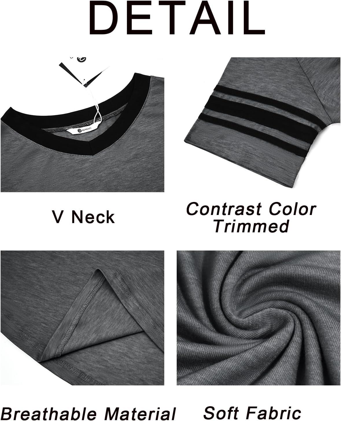 imageRuncati Mens Nightshirt Short Sleeve V Neck Sleep Shirt Soft Loose Fit Lounge Nightwear Sleepwear PajamaDark Grey