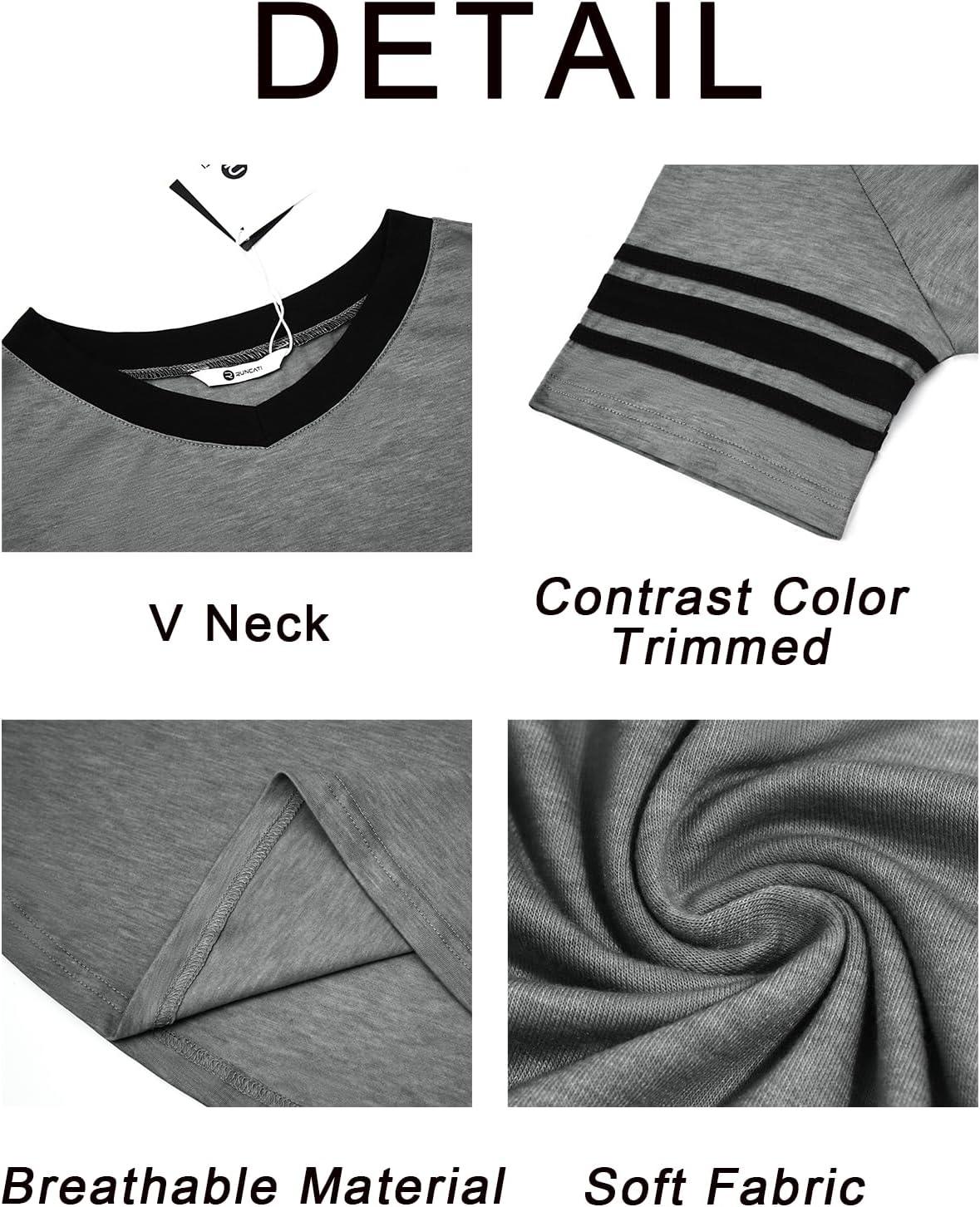 imageRuncati Mens Nightshirt Short Sleeve V Neck Sleep Shirt Soft Loose Fit Lounge Nightwear Sleepwear PajamaGrey