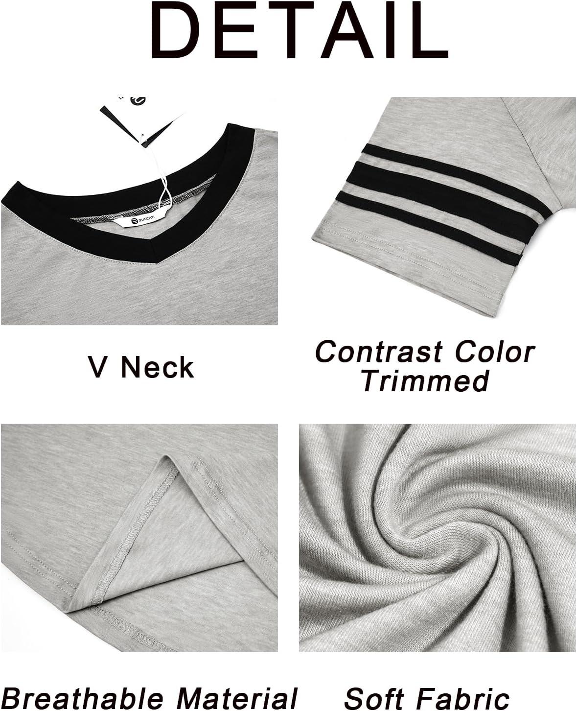 imageRuncati Mens Nightshirt Short Sleeve V Neck Sleep Shirt Soft Loose Fit Lounge Nightwear Sleepwear PajamaLight Grey