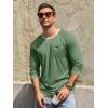 Runcati Mens Long Sleeve T-Shirt Casual Crewneck Shirts Basic Lightweight Vintage Tee Tops with Pocket(Army Green)