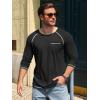 Runcati Mens Long Sleeve T-Shirt Casual Crewneck Shirts Basic Lightweight Vintage Tee Tops with Pocket(Black)