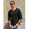 Runcati Mens Long Sleeve T-Shirt Casual Crewneck Shirts Basic Lightweight Vintage Tee Tops with Pocket(Black)