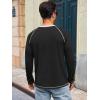 Runcati Mens Long Sleeve T-Shirt Casual Crewneck Shirts Basic Lightweight Vintage Tee Tops with Pocket(Black)