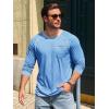 Runcati Mens Long Sleeve T-Shirt Casual Crewneck Shirts Basic Lightweight Vintage Tee Tops with Pocket(Blue)
