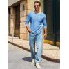 Runcati Mens Long Sleeve T-Shirt Casual Crewneck Shirts Basic Lightweight Vintage Tee Tops with Pocket(Blue)