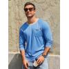 Runcati Mens Long Sleeve T-Shirt Casual Crewneck Shirts Basic Lightweight Vintage Tee Tops with Pocket(Blue)