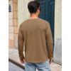 Runcati Mens Long Sleeve T-Shirt Casual Crewneck Shirts Basic Lightweight Vintage Tee Tops with Pocket(Dark Khaki)