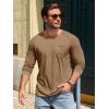 Runcati Mens Long Sleeve T-Shirt Casual Crewneck Shirts Basic Lightweight Vintage Tee Tops with Pocket(Dark Khaki)