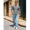 Runcati Mens Long Sleeve T-Shirt Casual Crewneck Shirts Basic Lightweight Vintage Tee Tops with Pocket(Grey)