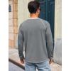 Runcati Mens Long Sleeve T-Shirt Casual Crewneck Shirts Basic Lightweight Vintage Tee Tops with Pocket(Grey)