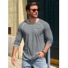 Runcati Mens Long Sleeve T-Shirt Casual Crewneck Shirts Basic Lightweight Vintage Tee Tops with Pocket(Grey)