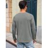 Runcati Mens Long Sleeve T-Shirt Casual Crewneck Shirts Basic Lightweight Vintage Tee Tops with Pocket(Light Grey)