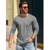 Runcati Mens Long Sleeve T-Shirt Casual Crewneck Shirts Basic Lightweight Vintage Tee Tops with Pocket(Light Grey)