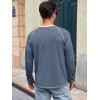 Runcati Mens Long Sleeve T-Shirt Casual Crewneck Shirts Basic Lightweight Vintage Tee Tops with Pocket(Navy)