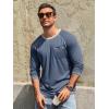Runcati Mens Long Sleeve T-Shirt Casual Crewneck Shirts Basic Lightweight Vintage Tee Tops with Pocket(Navy)