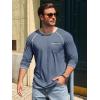 Runcati Mens Long Sleeve T-Shirt Casual Crewneck Shirts Basic Lightweight Vintage Tee Tops with Pocket(Navy)