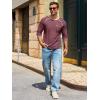 Runcati Mens Long Sleeve T-Shirt Casual Crewneck Shirts Basic Lightweight Vintage Tee Tops with Pocket(Wine Red)