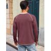 Runcati Mens Long Sleeve T-Shirt Casual Crewneck Shirts Basic Lightweight Vintage Tee Tops with Pocket(Wine Red)