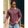 Runcati Mens Long Sleeve T-Shirt Casual Crewneck Shirts Basic Lightweight Vintage Tee Tops with Pocket(Wine Red)