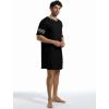 Runcati Mens Nightshirt Short Sleeve V Neck Sleep Shirt Soft Loose Fit Lounge Nightwear Sleepwear Pajama(Black)