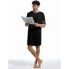 Runcati Mens Nightshirt Short Sleeve V Neck Sleep Shirt Soft Loose Fit Lounge Nightwear Sleepwear Pajama(Black)