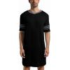 Runcati Mens Nightshirt Short Sleeve V Neck Sleep Shirt Soft Loose Fit Lounge Nightwear Sleepwear Pajama(Black)