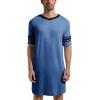 Runcati Mens Nightshirt Short Sleeve V Neck Sleep Shirt Soft Loose Fit Lounge Nightwear Sleepwear Pajama(Dark Blue)
