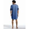 Runcati Mens Nightshirt Short Sleeve V Neck Sleep Shirt Soft Loose Fit Lounge Nightwear Sleepwear Pajama(Dark Blue)