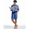 Runcati Mens Nightshirt Short Sleeve V Neck Sleep Shirt Soft Loose Fit Lounge Nightwear Sleepwear Pajama(Dark Blue)