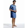 Runcati Mens Nightshirt Short Sleeve V Neck Sleep Shirt Soft Loose Fit Lounge Nightwear Sleepwear Pajama(Dark Blue)
