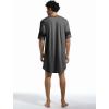 Runcati Mens Nightshirt Short Sleeve V Neck Sleep Shirt Soft Loose Fit Lounge Nightwear Sleepwear Pajama(Dark Grey)