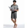 Runcati Mens Nightshirt Short Sleeve V Neck Sleep Shirt Soft Loose Fit Lounge Nightwear Sleepwear Pajama(Dark Grey)