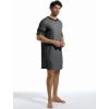 Runcati Mens Nightshirt Short Sleeve V Neck Sleep Shirt Soft Loose Fit Lounge Nightwear Sleepwear Pajama(Dark Grey)