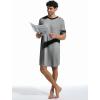 Runcati Mens Nightshirt Short Sleeve V Neck Sleep Shirt Soft Loose Fit Lounge Nightwear Sleepwear Pajama(Grey)