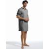 Runcati Mens Nightshirt Short Sleeve V Neck Sleep Shirt Soft Loose Fit Lounge Nightwear Sleepwear Pajama(Grey)