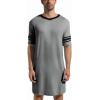 Runcati Mens Nightshirt Short Sleeve V Neck Sleep Shirt Soft Loose Fit Lounge Nightwear Sleepwear Pajama(Grey)