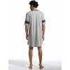 Runcati Mens Nightshirt Short Sleeve V Neck Sleep Shirt Soft Loose Fit Lounge Nightwear Sleepwear Pajama(Light Grey)
