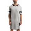 Runcati Mens Nightshirt Short Sleeve V Neck Sleep Shirt Soft Loose Fit Lounge Nightwear Sleepwear Pajama(Light Grey)