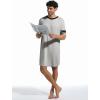 Runcati Mens Nightshirt Short Sleeve V Neck Sleep Shirt Soft Loose Fit Lounge Nightwear Sleepwear Pajama(Light Grey)