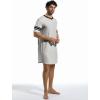 Runcati Mens Nightshirt Short Sleeve V Neck Sleep Shirt Soft Loose Fit Lounge Nightwear Sleepwear Pajama(Light Grey)