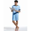 Runcati Mens Nightshirt Short Sleeve V Neck Sleep Shirt Soft Loose Fit Lounge Nightwear Sleepwear Pajama(Sky Blue)
