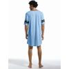 Runcati Mens Nightshirt Short Sleeve V Neck Sleep Shirt Soft Loose Fit Lounge Nightwear Sleepwear Pajama(Sky Blue)